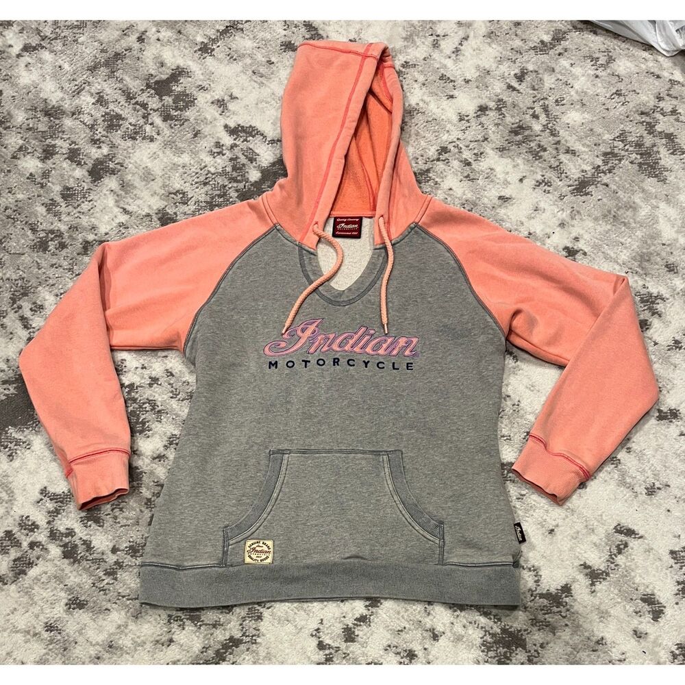 Indian Motorcycle Women's Hoodie Gray & Pink Sz L